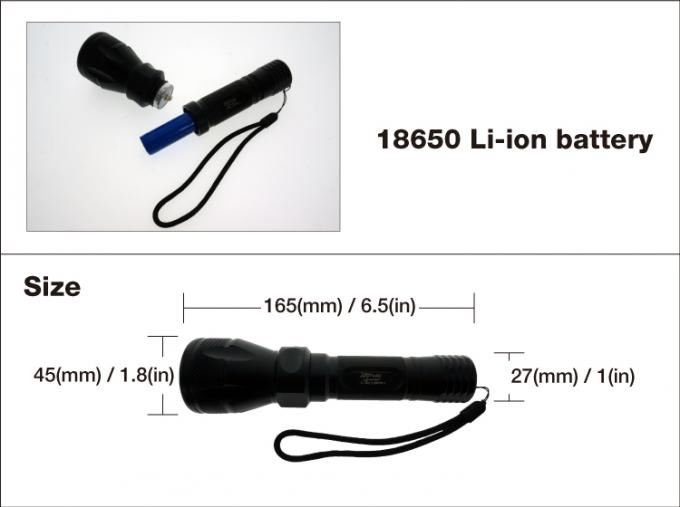 commutateur de bouton poussoir tenu dans la main dur de batterie rechargeable 600 lumens menés tenant la torche de commutateur