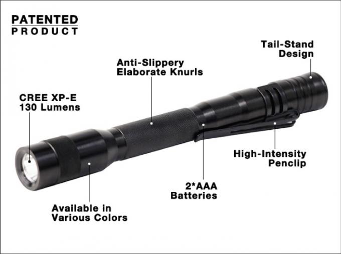Vérification de la torche menée par stylo pratique résistant salin léger chaud de temps de travail du blanc IP67 de la batterie 2AAA de vente long petit