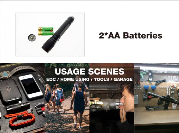bourdonnement élevé de lumen mené par cree traditionnel de bouton poussoir de batteries de la forme dure 2*AA la lampe-torche de stylo