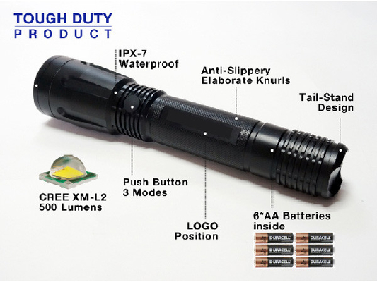 Résistance à l'eau tactique de la lampe-torche IPX7 de police de puissance élevée