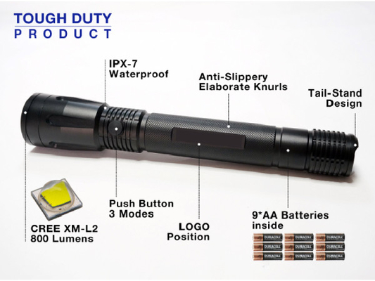 Équipement rechargeable d'autodéfense de sécurité de lampes-torches extérieures de police