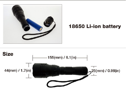 Lampe-torche de plongée de la petite taille 18650 durs LED avec le commutateur de rotation de contrôle d'aimant