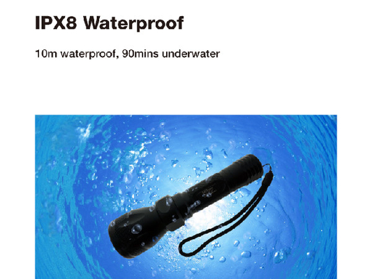 Résistance à l'eau de plongée de la lampe-torche IPX8 de Handsize LED avec la batterie d'ion de 18650 Li