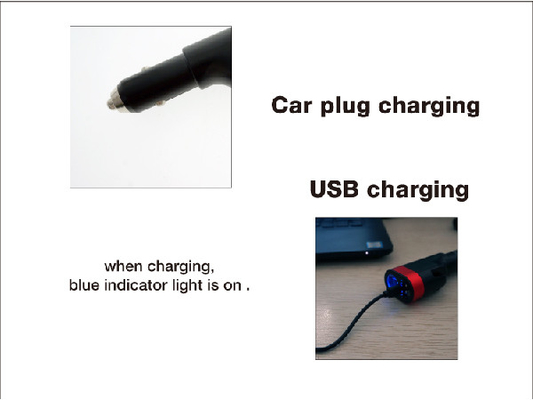 Remplissage rechargeable de prise de voiture de la lampe-torche 1W du secours LED de commutateur de pouce