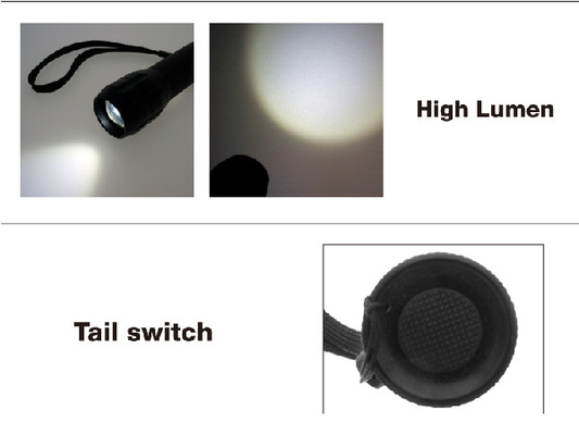 Lampe-torche antidérapante d'EDC LED luminosité de 500 lumens d'hauteur 5W de puissance de sortie