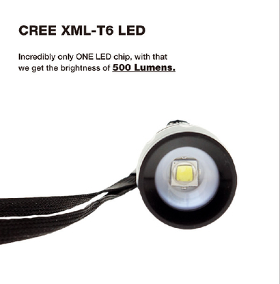 Luminosité puissant de style traditionnel de lumière de torche de Sun de bourdonnement de XML T6 petit intense